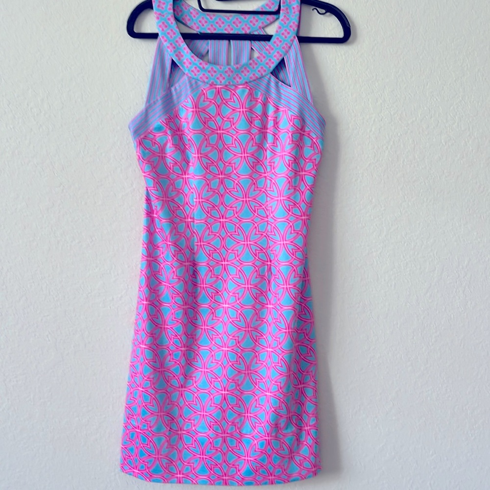 GRETCHEN SCOTT Jersey Geometric Print Halter Cut Out Dress XS